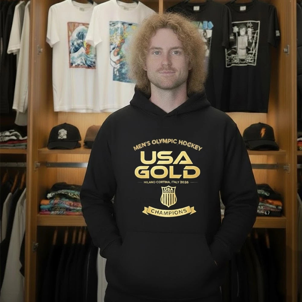 USA Gold Hockey Vintage Black Champions Shirt