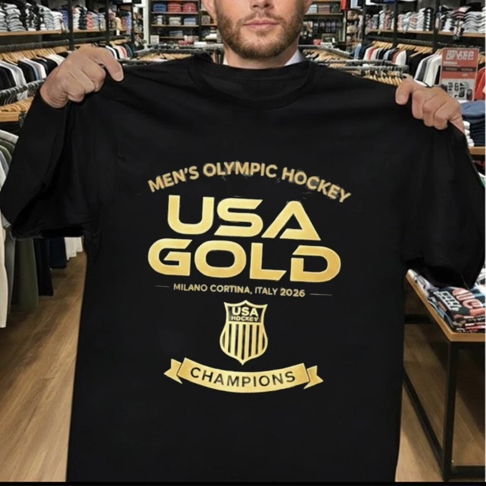 USA Gold Hockey Vintage Black Champions Shirt