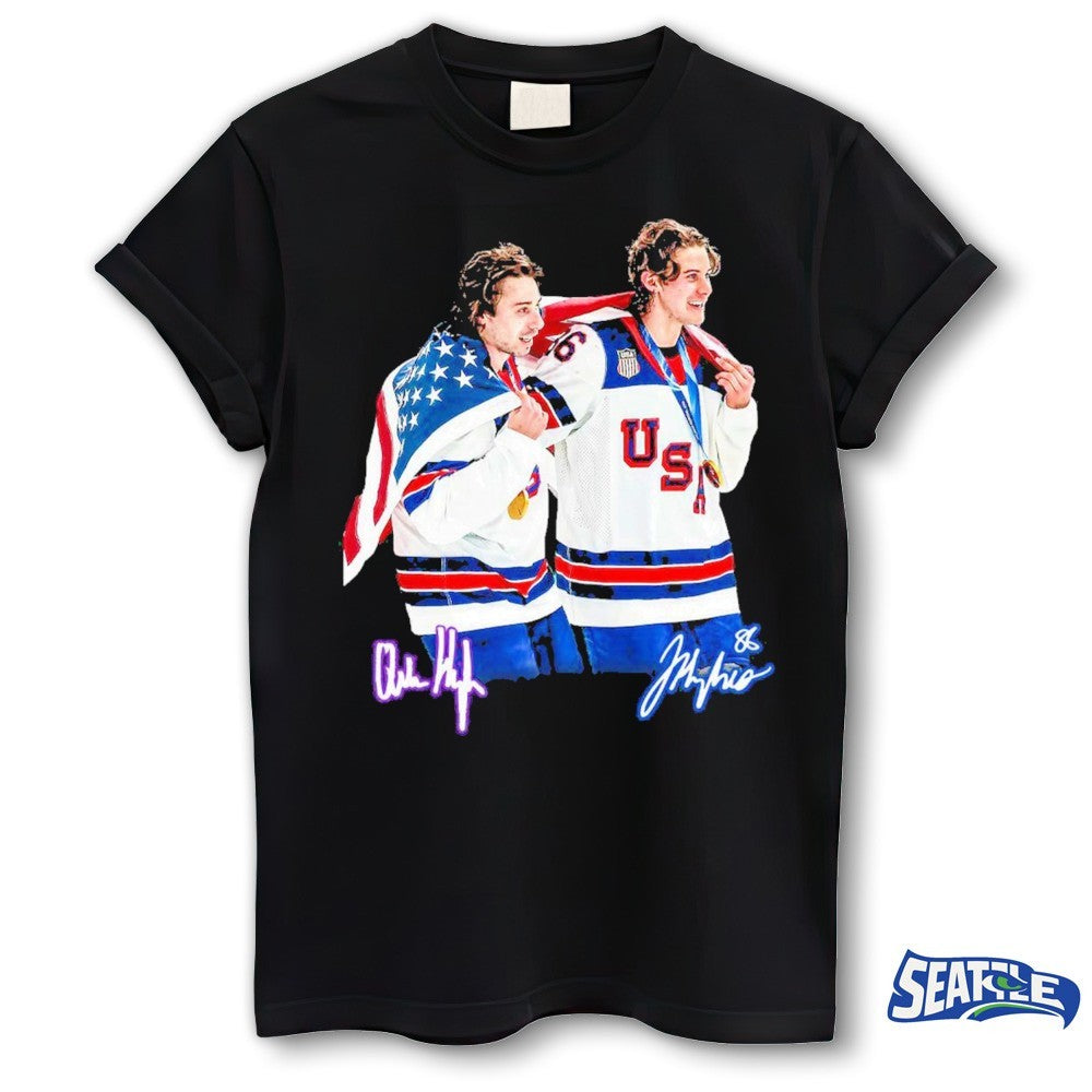 USA Gold Medal Hockey Champion Jack Hughes and Quinn Hughes Hughes Brothers Signature shirt