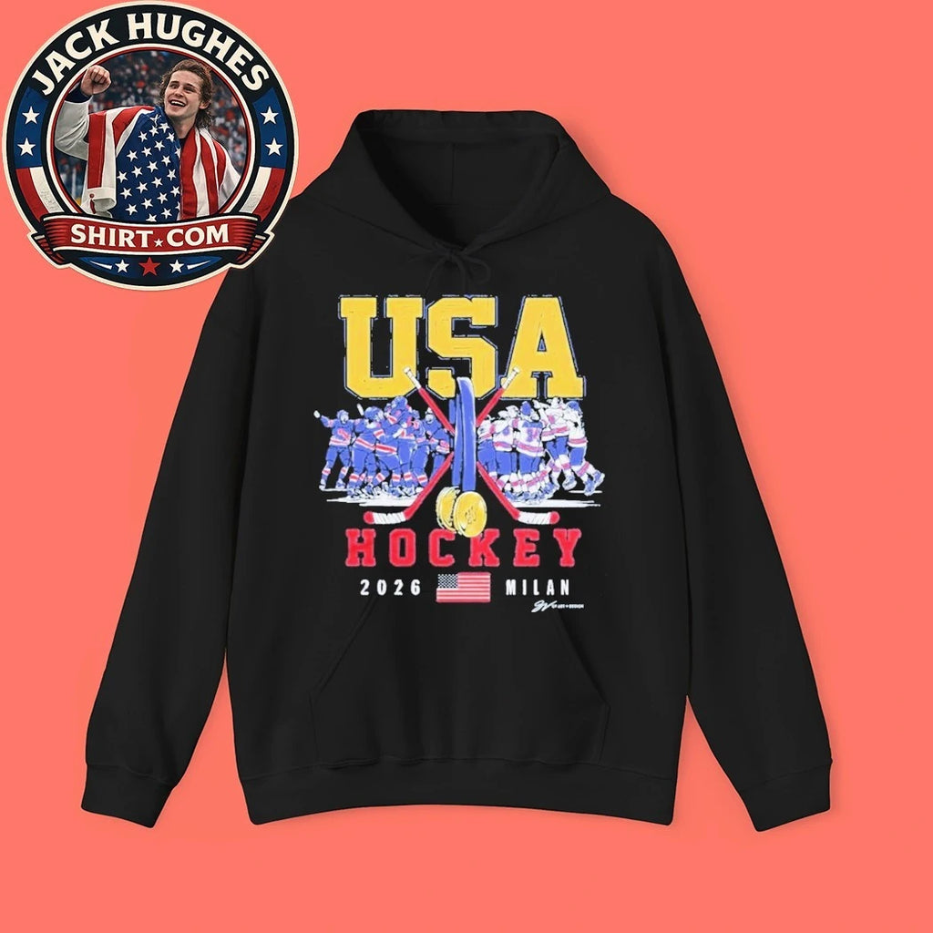 USA Hockey 2026 Milan Hockey Flag T-Shirt