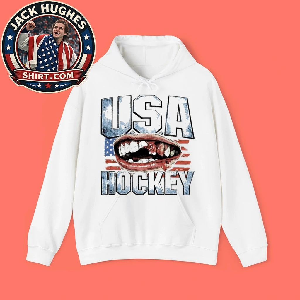 USA Hockey Bloody Teeth Flag Graphic T-Shirt