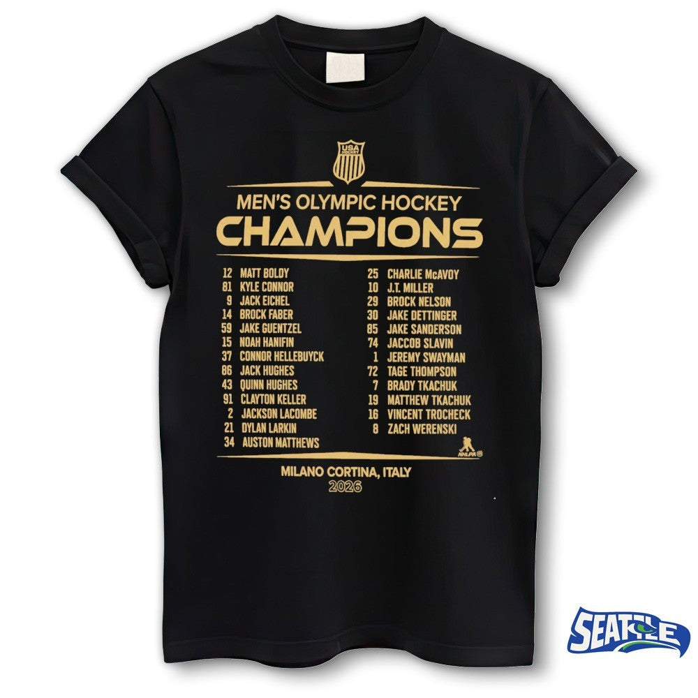 USA Hockey Champions 2026 Winter Olympics Gold Medal Roster Milano Cortina Italy shirt