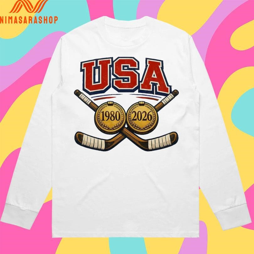 USA Hockey Gold Medal USA Gold 1980 And 2026 Shirts