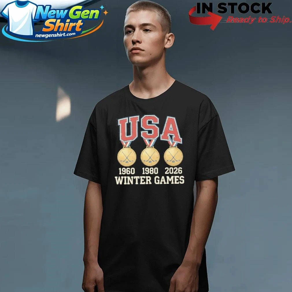 USA Hockey Miracle On Ice 1980 1960 2026 Gold Medals Shirt