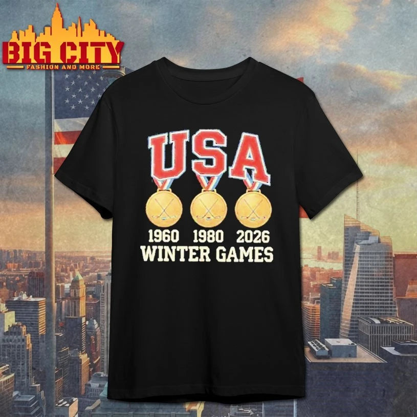 USA Hockey Miracle On Ice 1980 1960 2026 Gold Medals winter games T-shirt