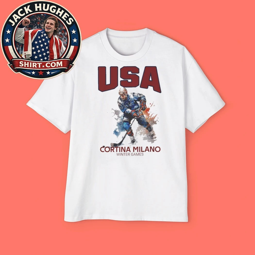 USA Hockey Player Cortina Milano Winter Games New T-Shirt