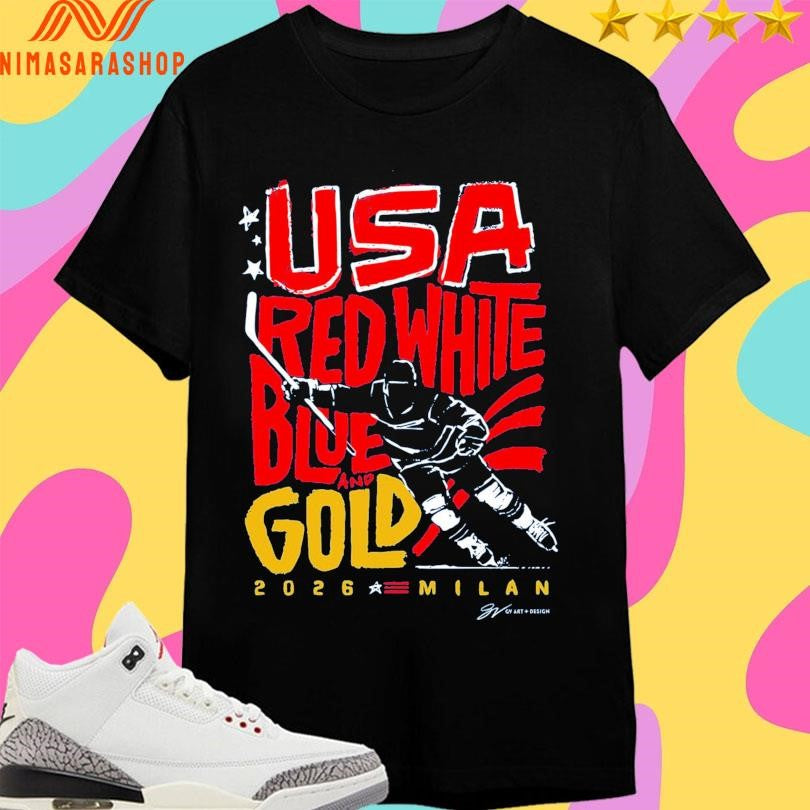 USA Hockey Red, White, Blue And Gold 2026 Milan Shirts
