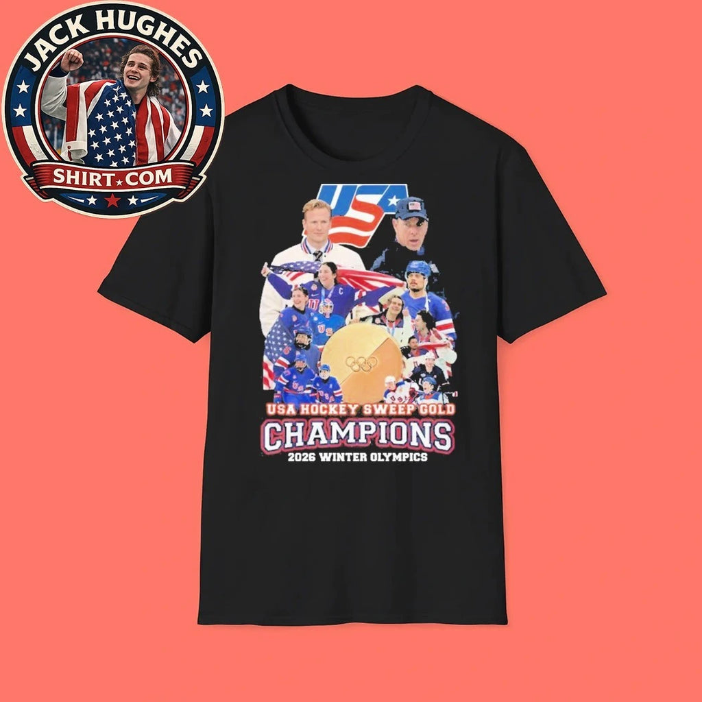 USA Hockey Sweep Gold Champions 2026 Winter Olympics Logo T-Shirt