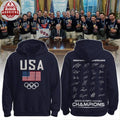 USA Men Hockey Special Milano-Cortina Olympics Champions 2026 Signature Logo Two Sided T-Shirt