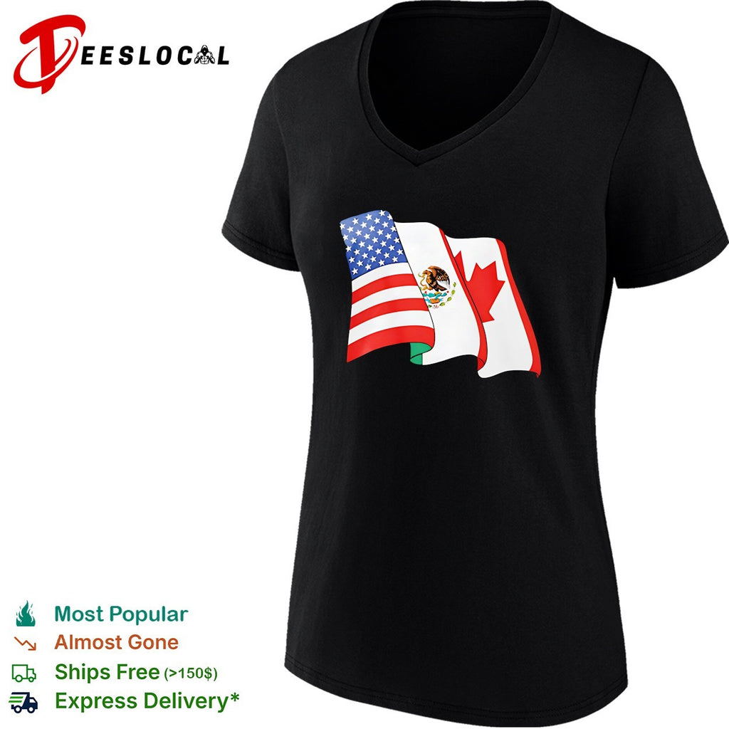 USA Mexico Canada flags FIFA World Cup 2026 graphic shirt