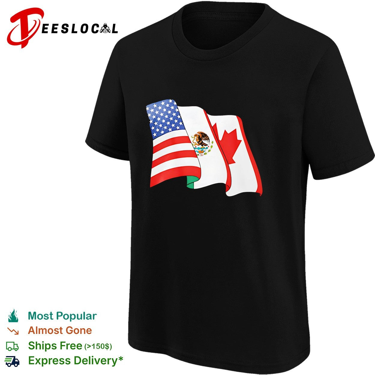 USA Mexico Canada flags FIFA World Cup 2026 graphic shirt
