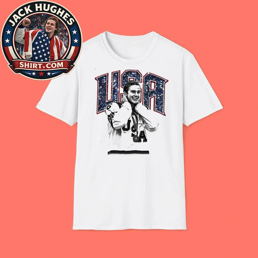 USA Olympic Gold Jack Hughes Gift For Hockey Fan Graphic T-Shirt