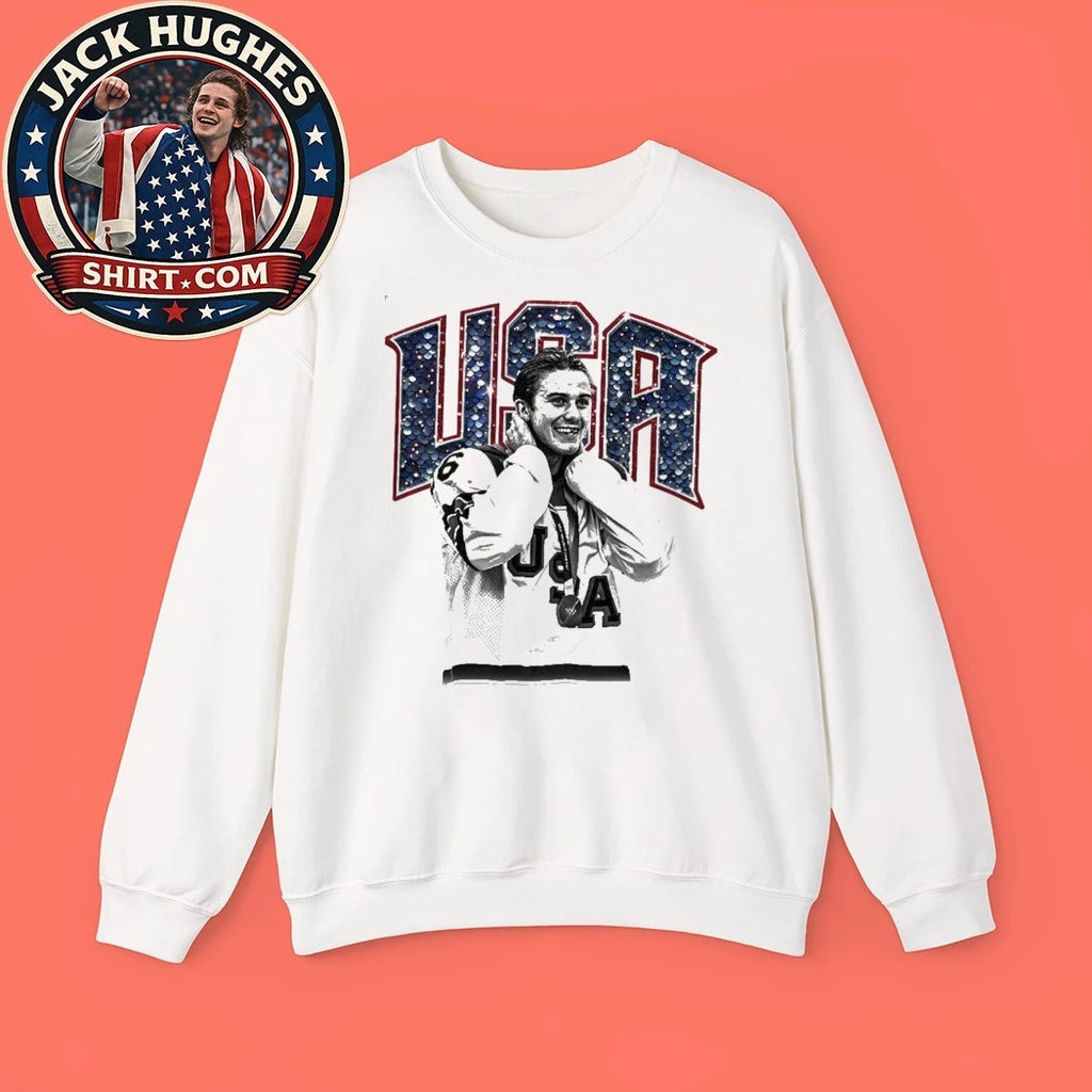 USA Olympic Gold Jack Hughes Gift For Hockey Fan Graphic T-Shirt