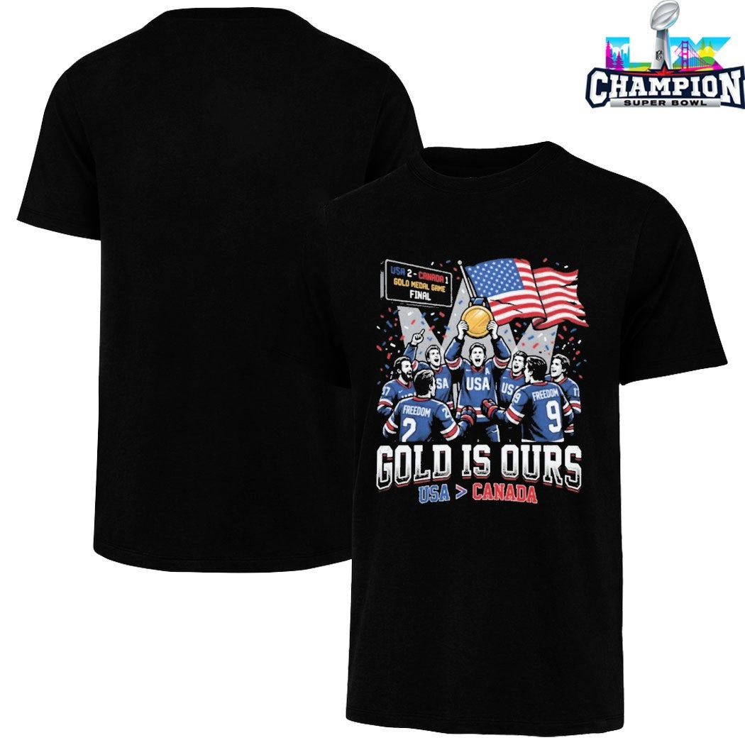 USA Victory Canada Final Gold Is Ours Hockey Olympics 2026 Flag T-Shirts