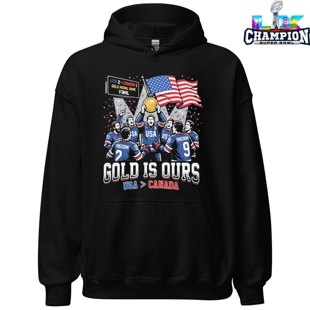 USA Victory Canada Final Gold Is Ours Hockey Olympics 2026 Flag T-Shirts