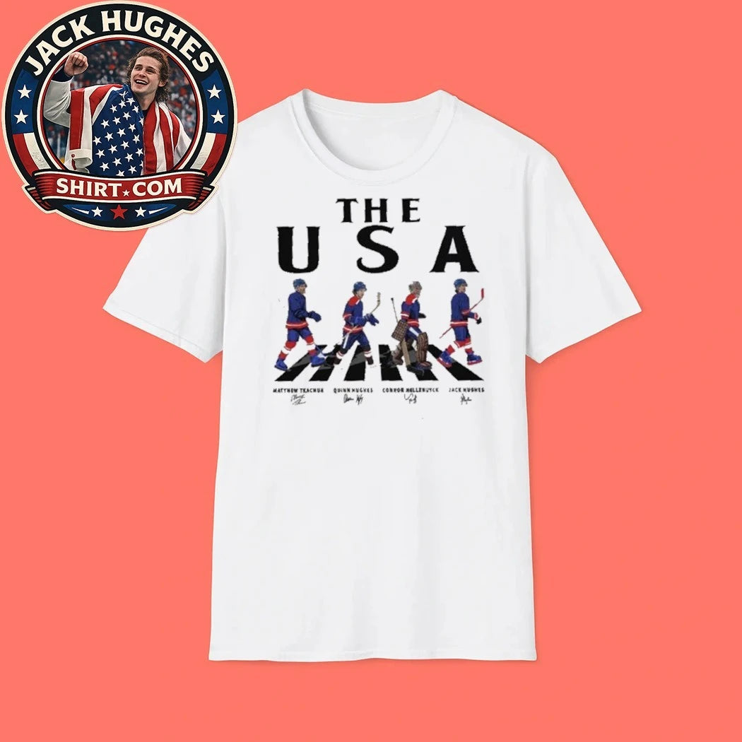 USA Walking Road Signatures Ice Hockey 2026 Tee Shirt