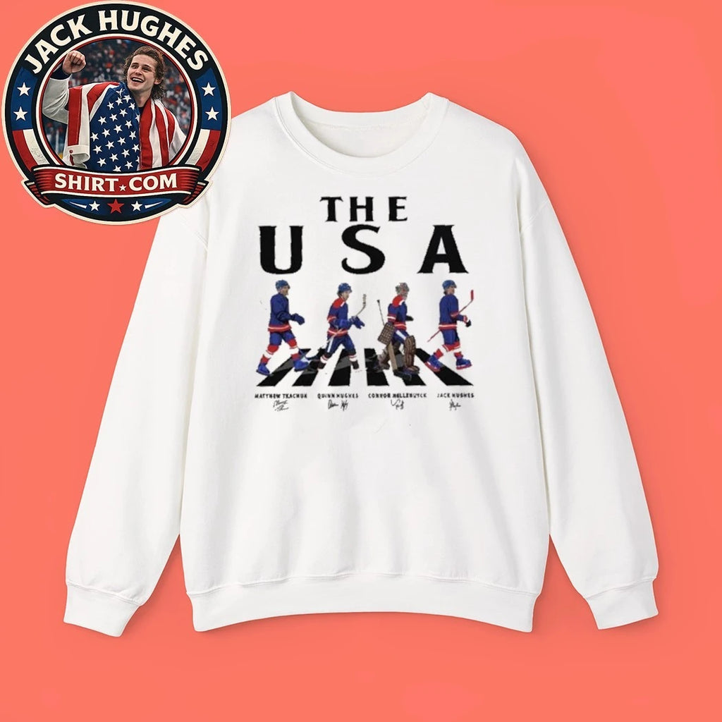 USA Walking Road Signatures Ice Hockey 2026 Tee Shirt