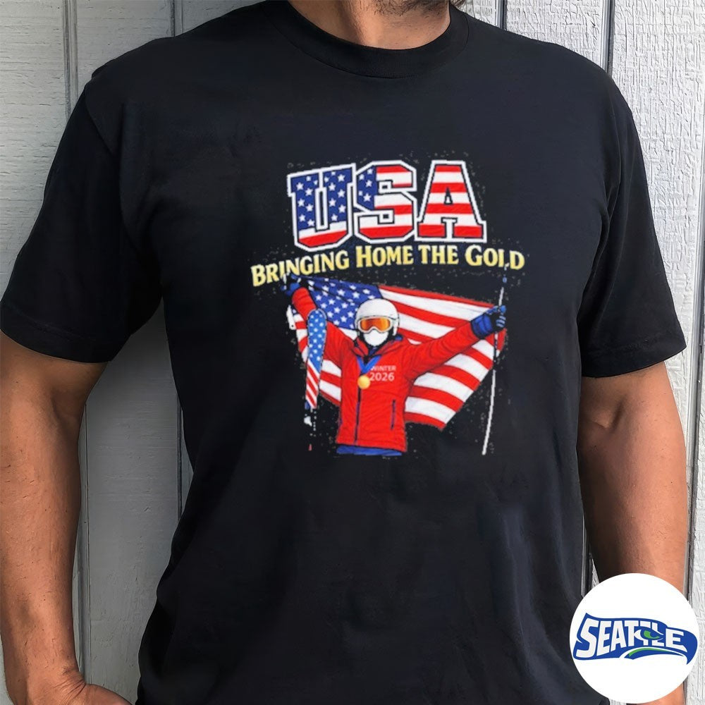 USA Winter Sports Patriotic American Fan Bringing Home The Gold shirt