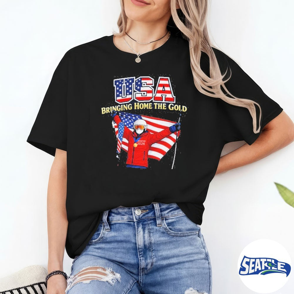 USA Winter Sports Patriotic American Fan Bringing Home The Gold shirt