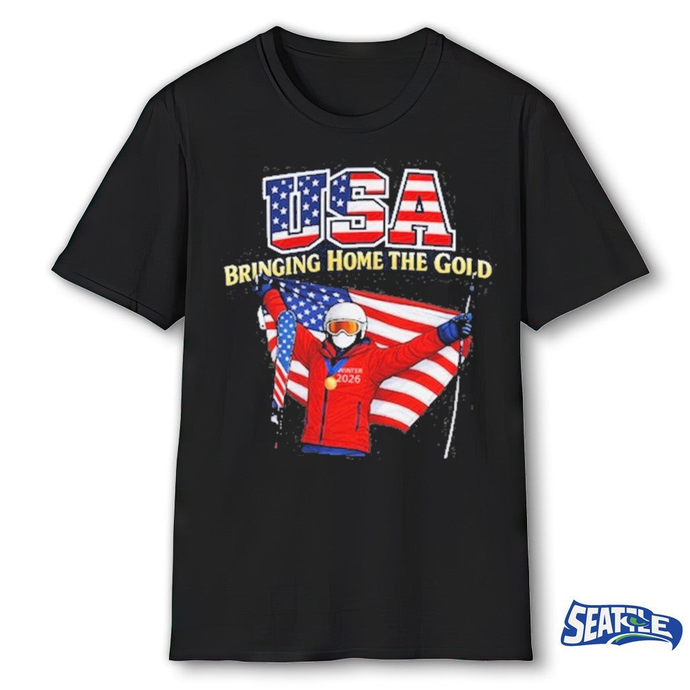 USA Winter Sports Patriotic American Fan Bringing Home The Gold shirt