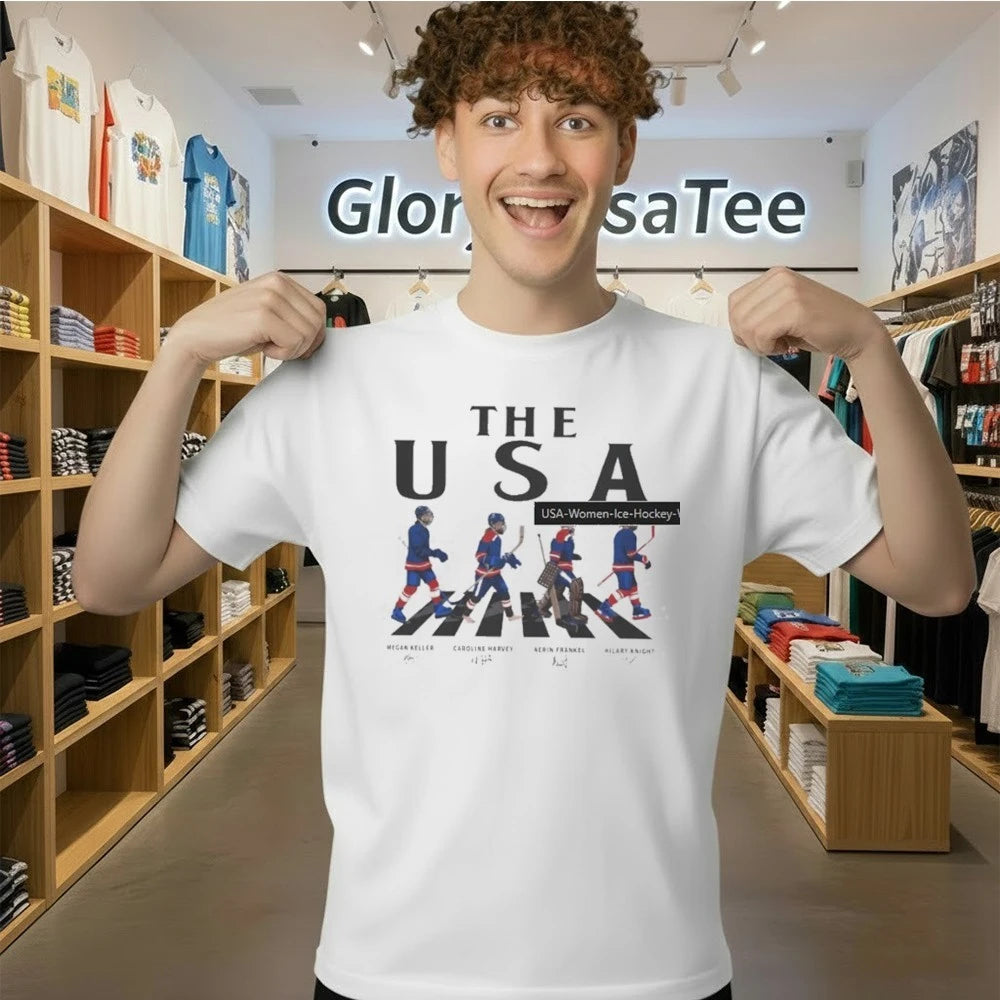 USA Women Ice Hockey Walking Road Signatures Shirt