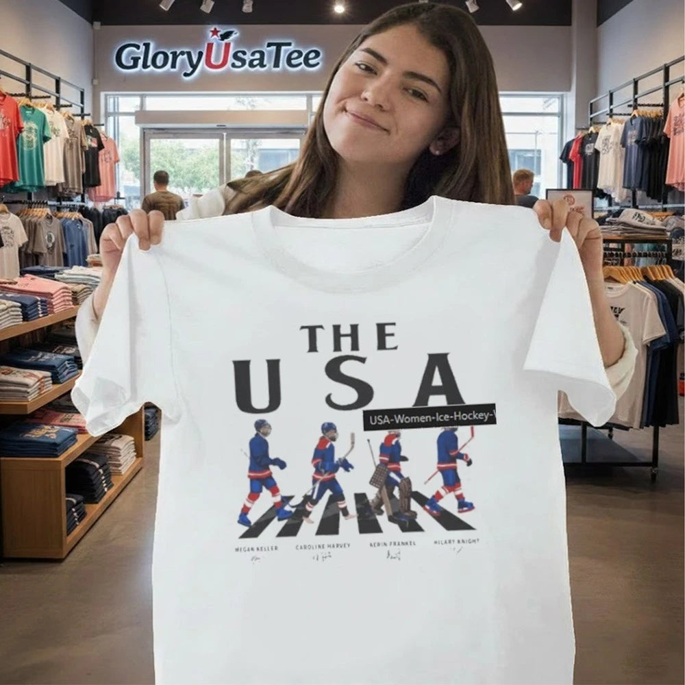 USA Women Ice Hockey Walking Road Signatures Shirt