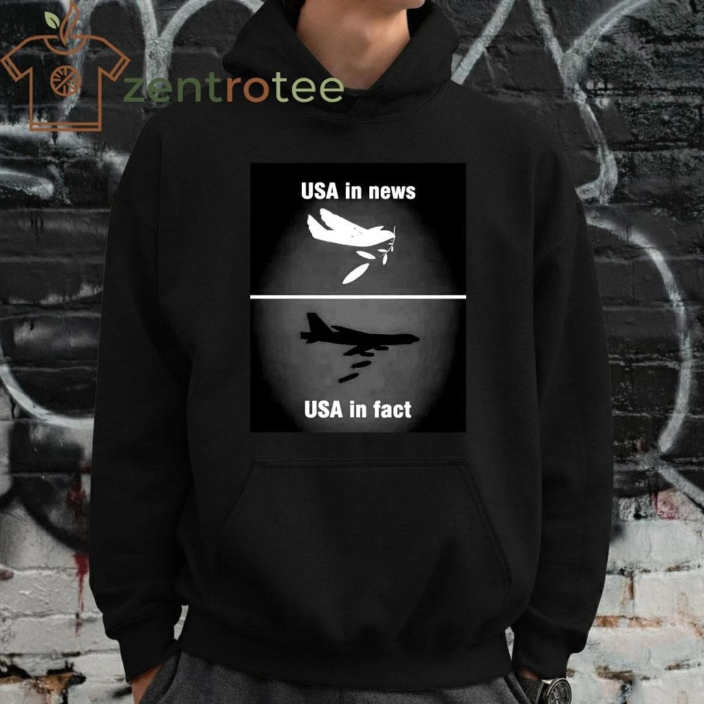 USA in news peace, USA infact war tee