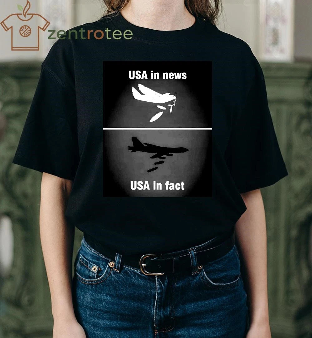 USA in news peace, USA infact war tee