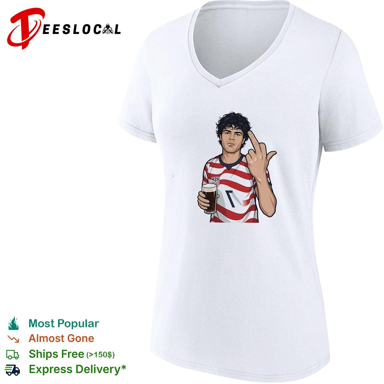 USA jersey man beer middle finger shirt