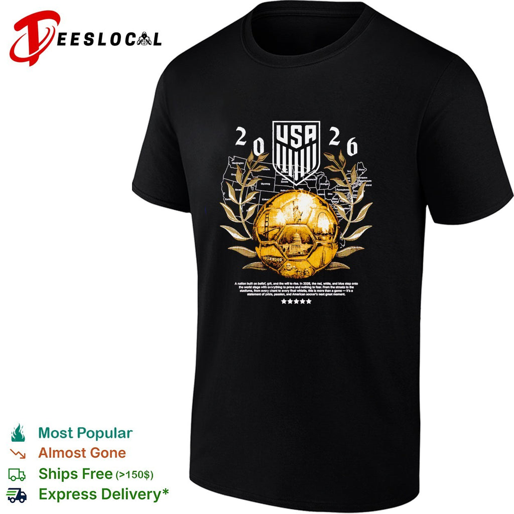 USA soccer 2026 gold emblem shirt