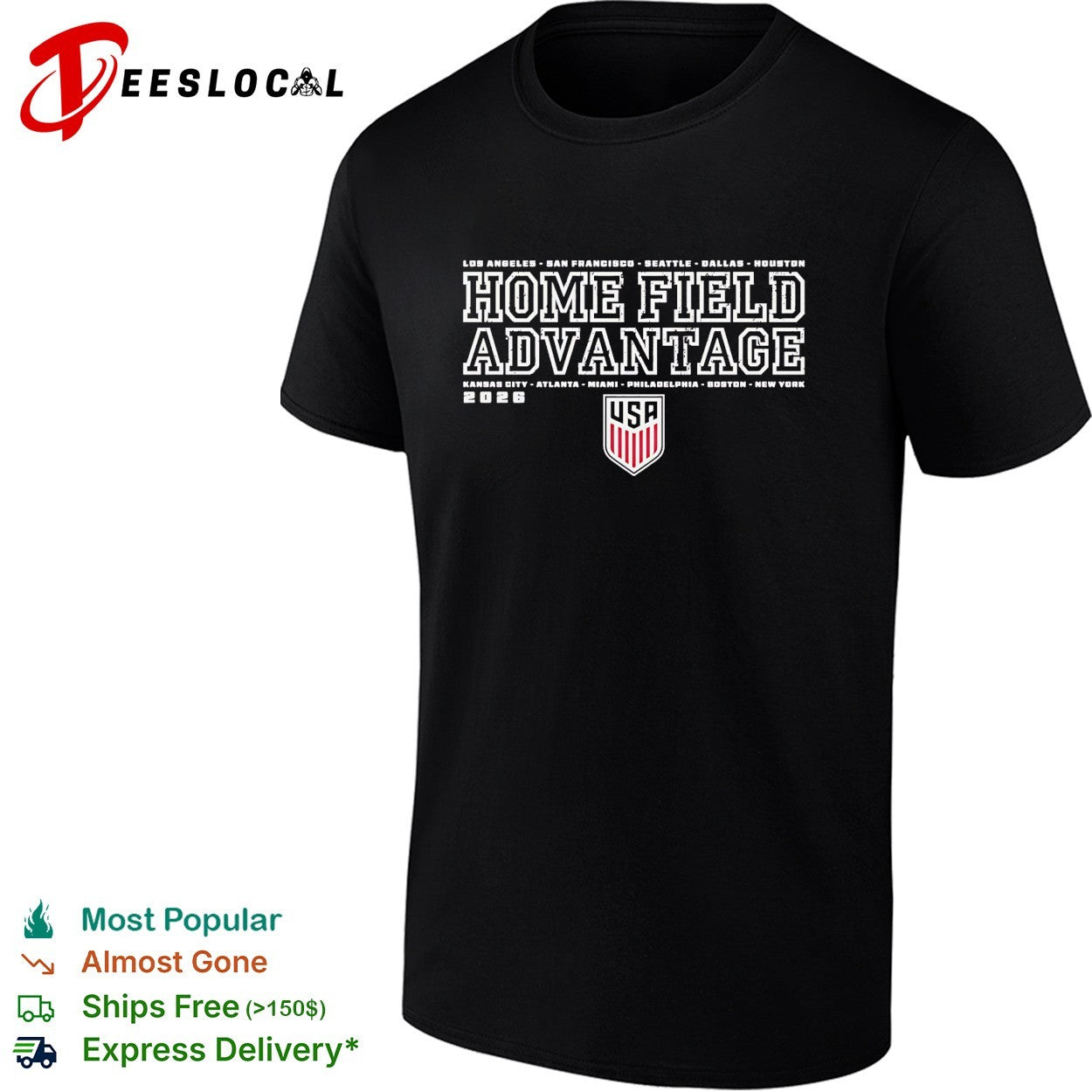USA soccer home field advantage 2026 cities shirt