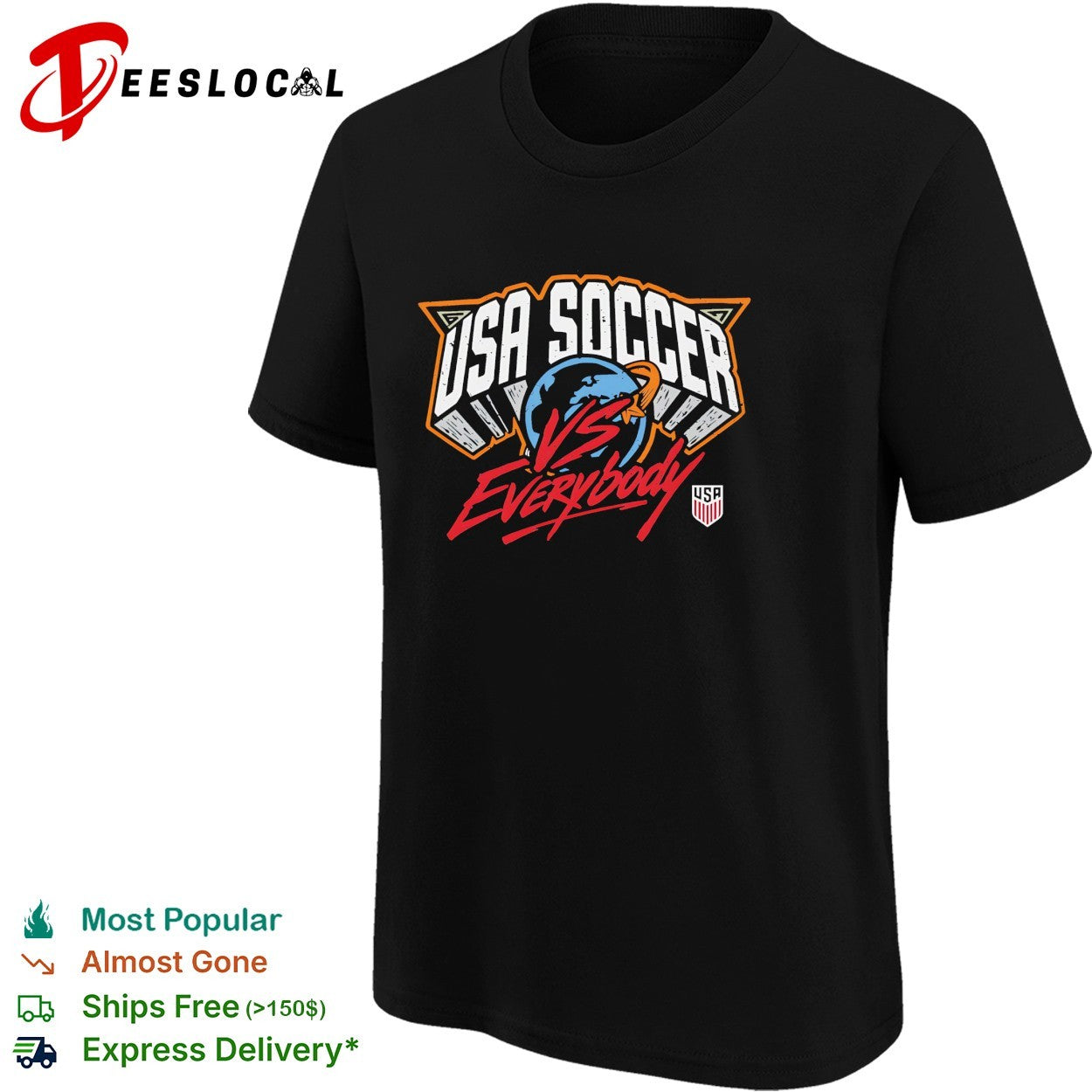 USA soccer vs everybody world map shirt