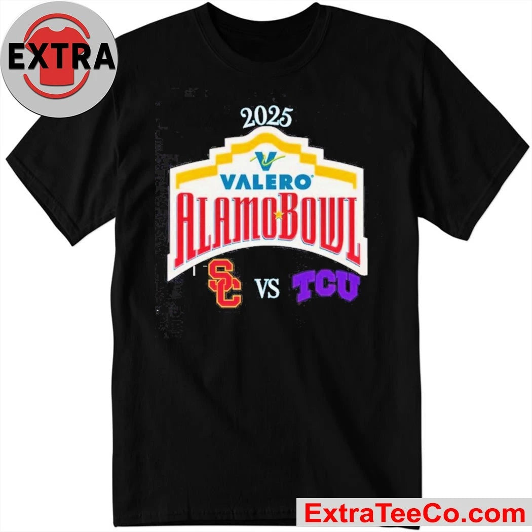 USC Trojans vs. TCU Horned Frogs Valero Alamo Bowl 2025 Logo Shirt