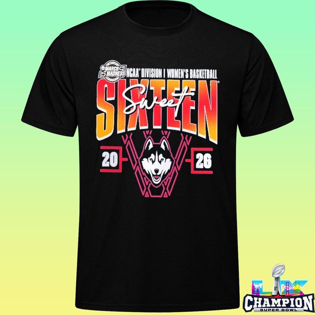 Uconn Huskies 2026 Ncaa Division I Women’s Basketball Tournament March Madness Sweet 16 Shirt