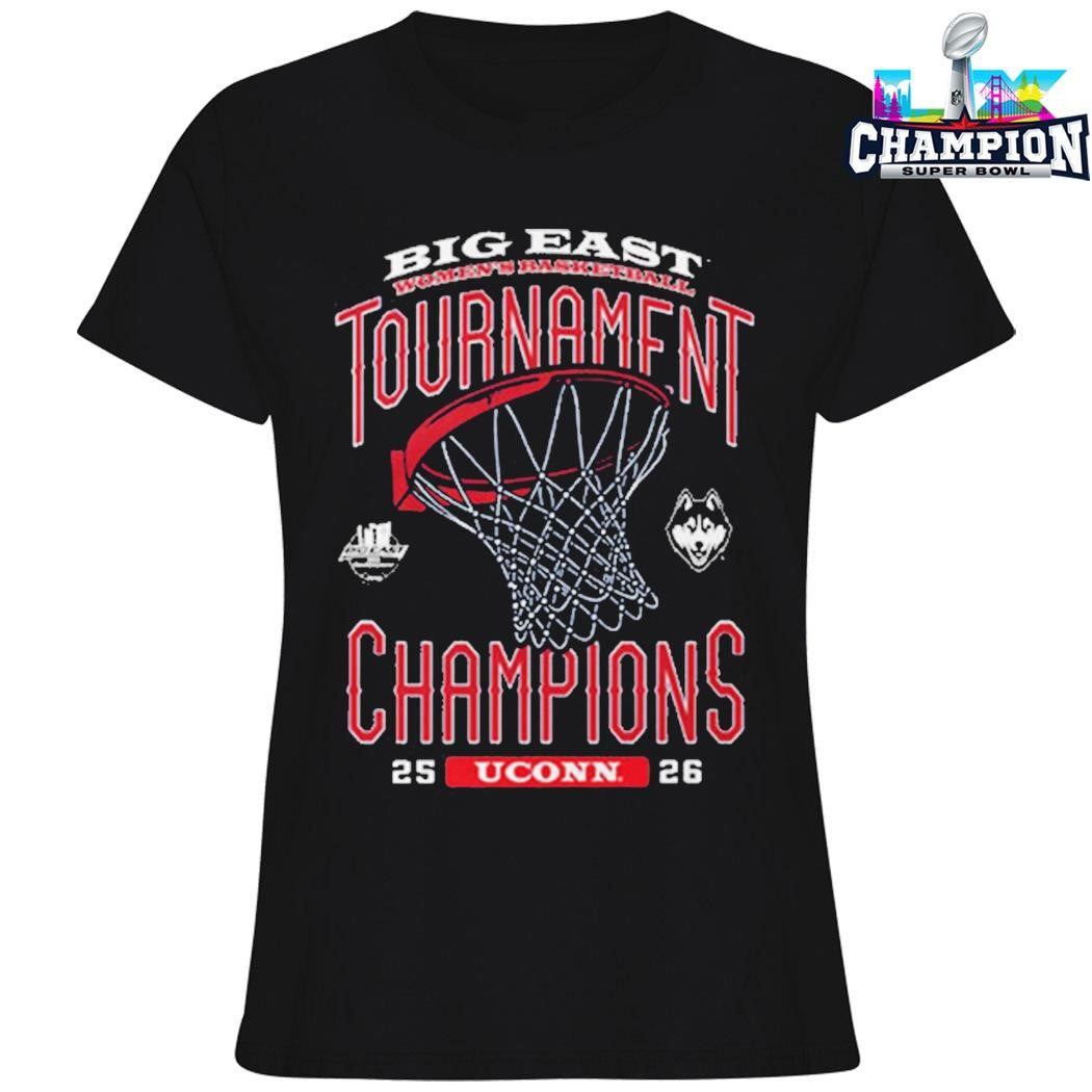 Uconn Huskies Champions Big East Women’s Basketball Tournament 2025 26 Shirt