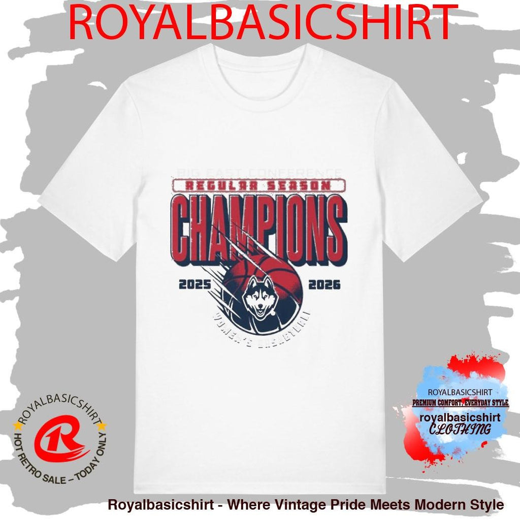 Uconn Huskies Women’s Basketball 2025 2026 Big East Conference Regular Season Champions T-Shirt