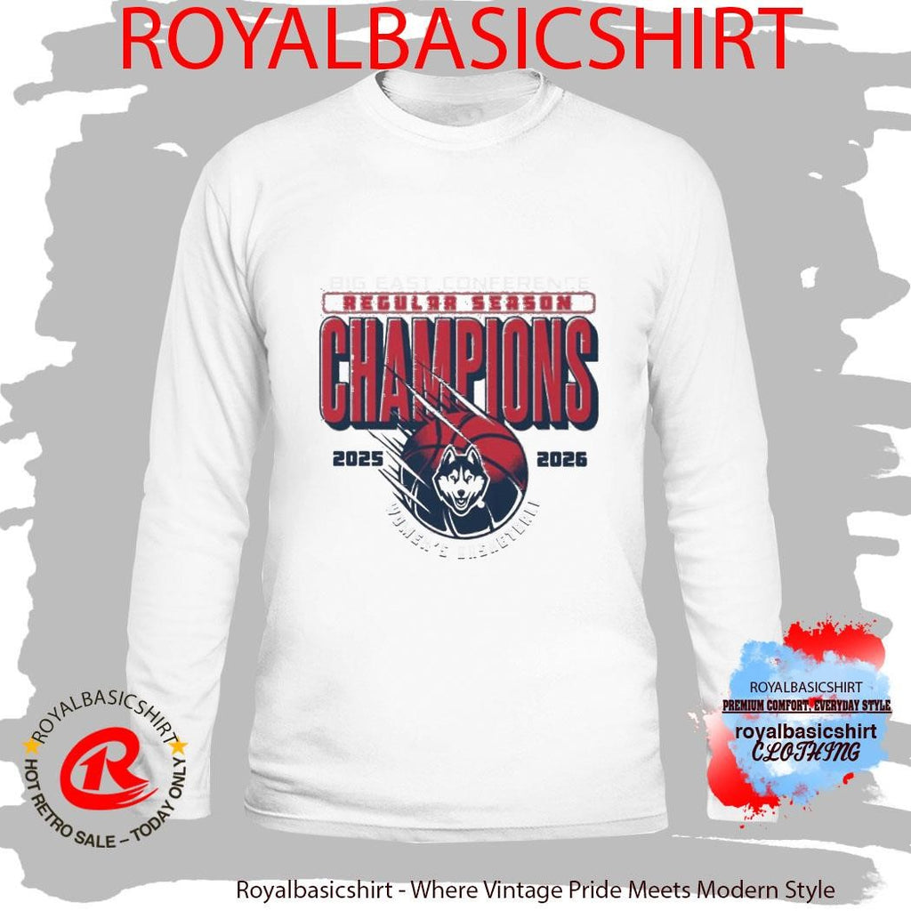 Uconn Huskies Women’s Basketball 2025 2026 Big East Conference Regular Season Champions T-Shirt