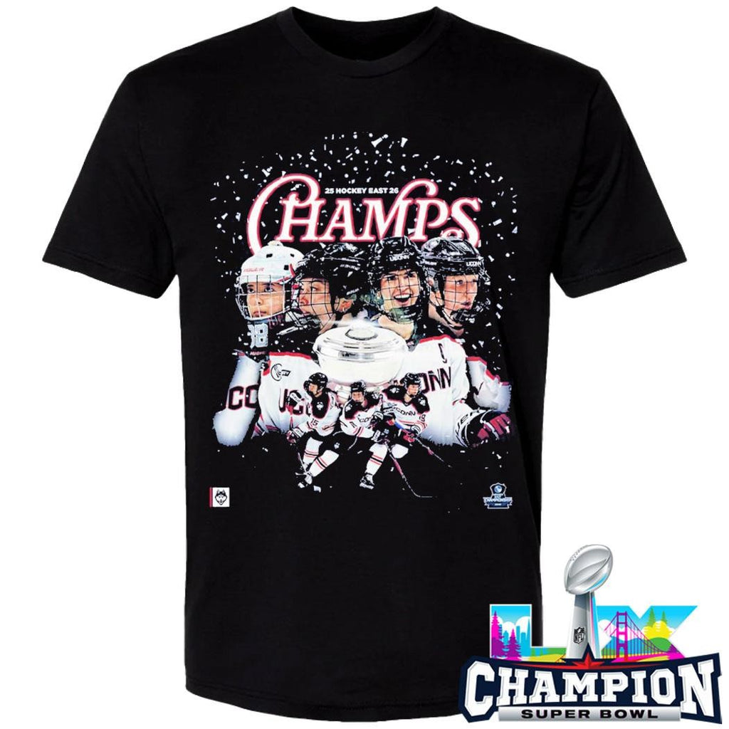 Uconn Huskies Women’s Hockey 2026 Hockey East Champions Shirt