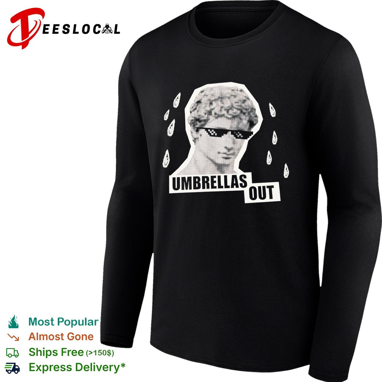 Umbrellas out Statue head shirt