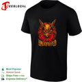 Undefeated demon skull with wings and red roses dark fantasy illustration graphic shirt