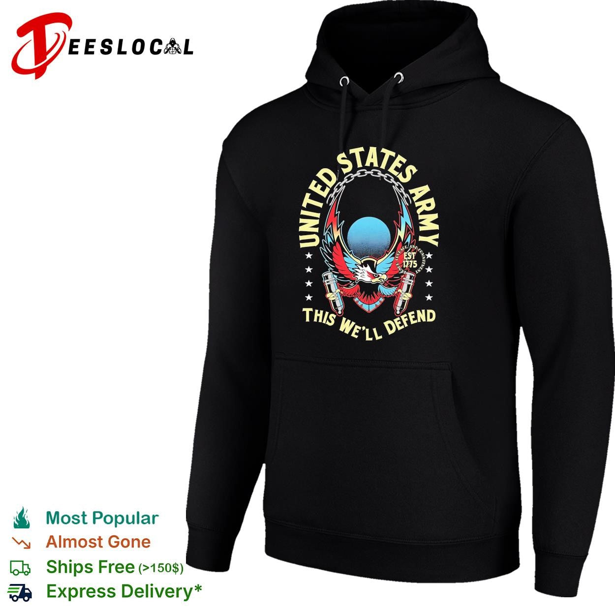 United States Army this well defend eagle est 1775 bold dark shirt