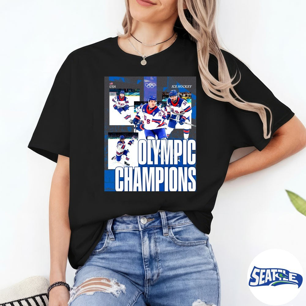 United States Men’s Ice Hockey Claims Their First Olympic Title Since Lake Placid 1980 Poster shirt