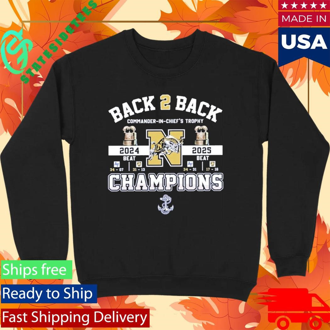United States Naval Academy Navy Midshipmen 20242025 Commander In Chiefs Trophy Champions Shirt