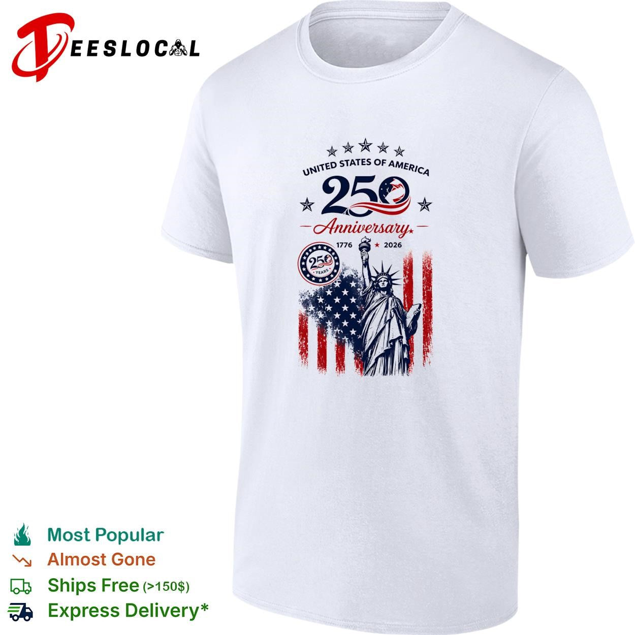 United States of America 250th anniversary statue of liberty shirt