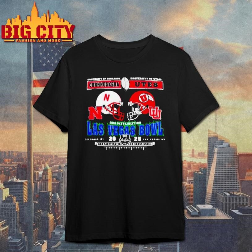 University Of Nebraska Vs University Of Utah 2025 Las Vegas Bowl Matchup Helmet Shirt
