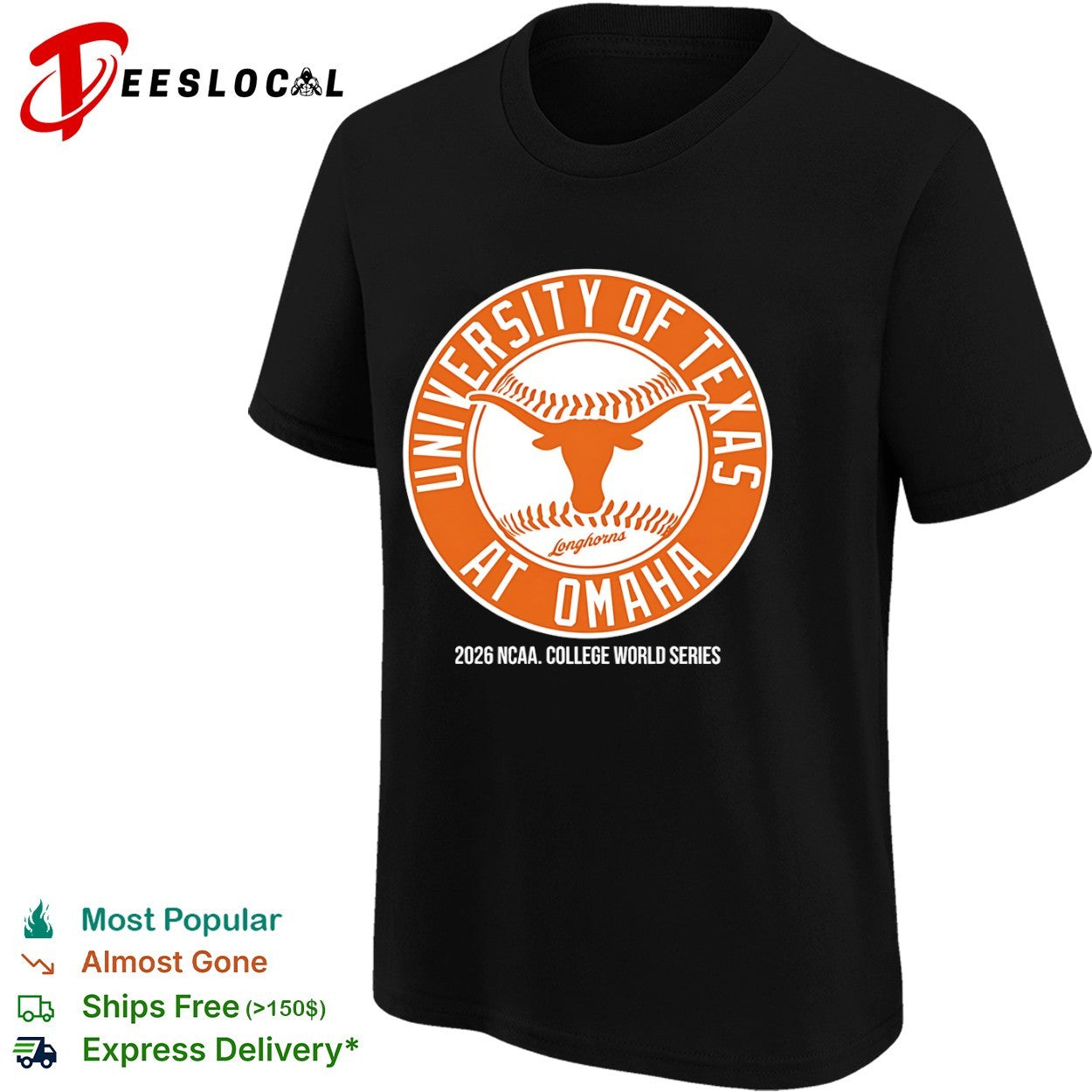 University of Texas at Omaha 2026 NCAA College World Series Longhorns Baseball shirt