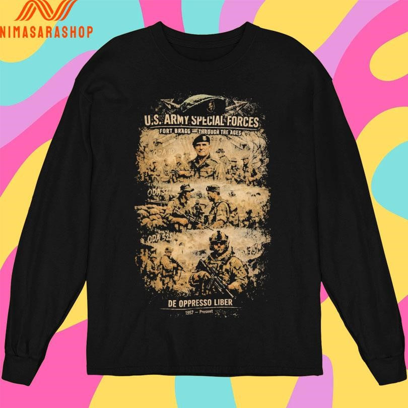 Us Army Special Forces Fort Bragg Through The Ages De Oppresso Liber 1952 Present Shirts
