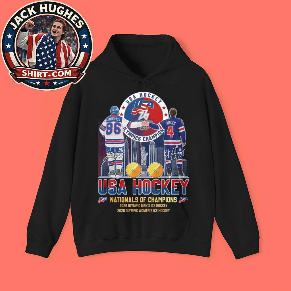 Usa Hockey J Hughes Harvey 2026 Olympic Nationals Of Champions Logo T-Shirt