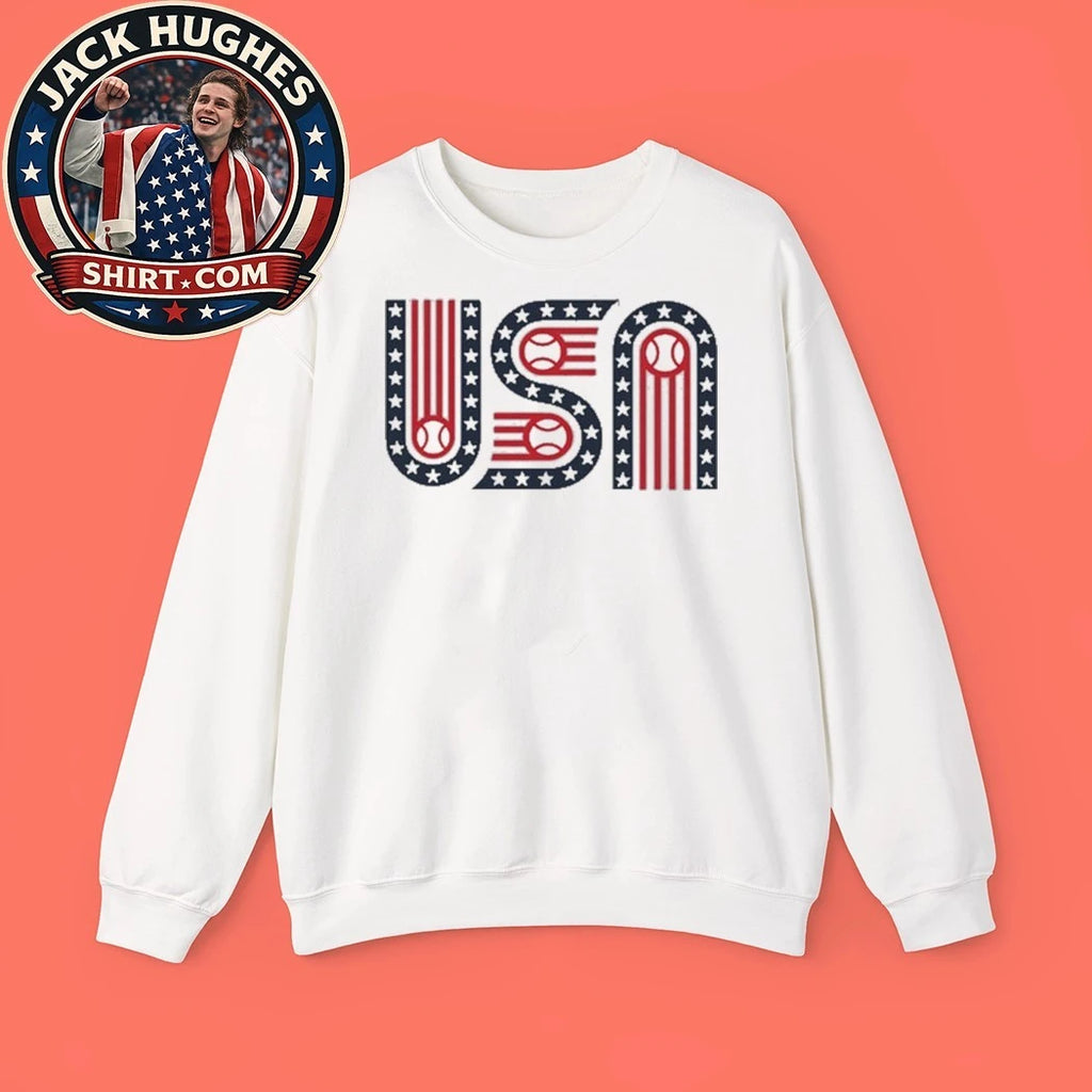Usa Stars Stripes And Baseball Hoodie