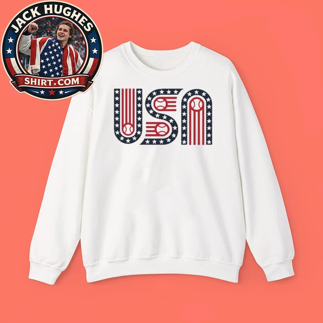 Usa Stars Stripes And Baseball Hoodie